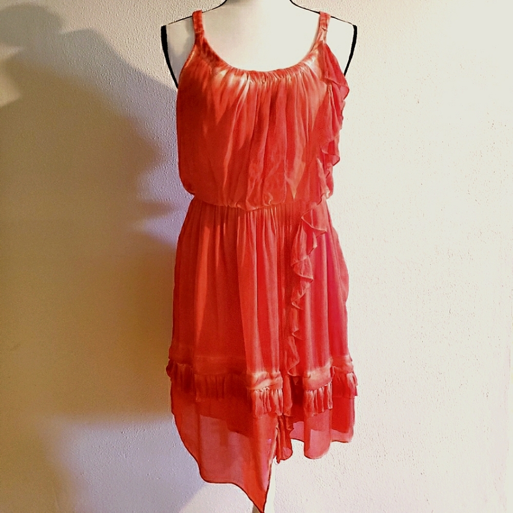 Free People Orange Bohemian Tye-Dye Dress Sz S